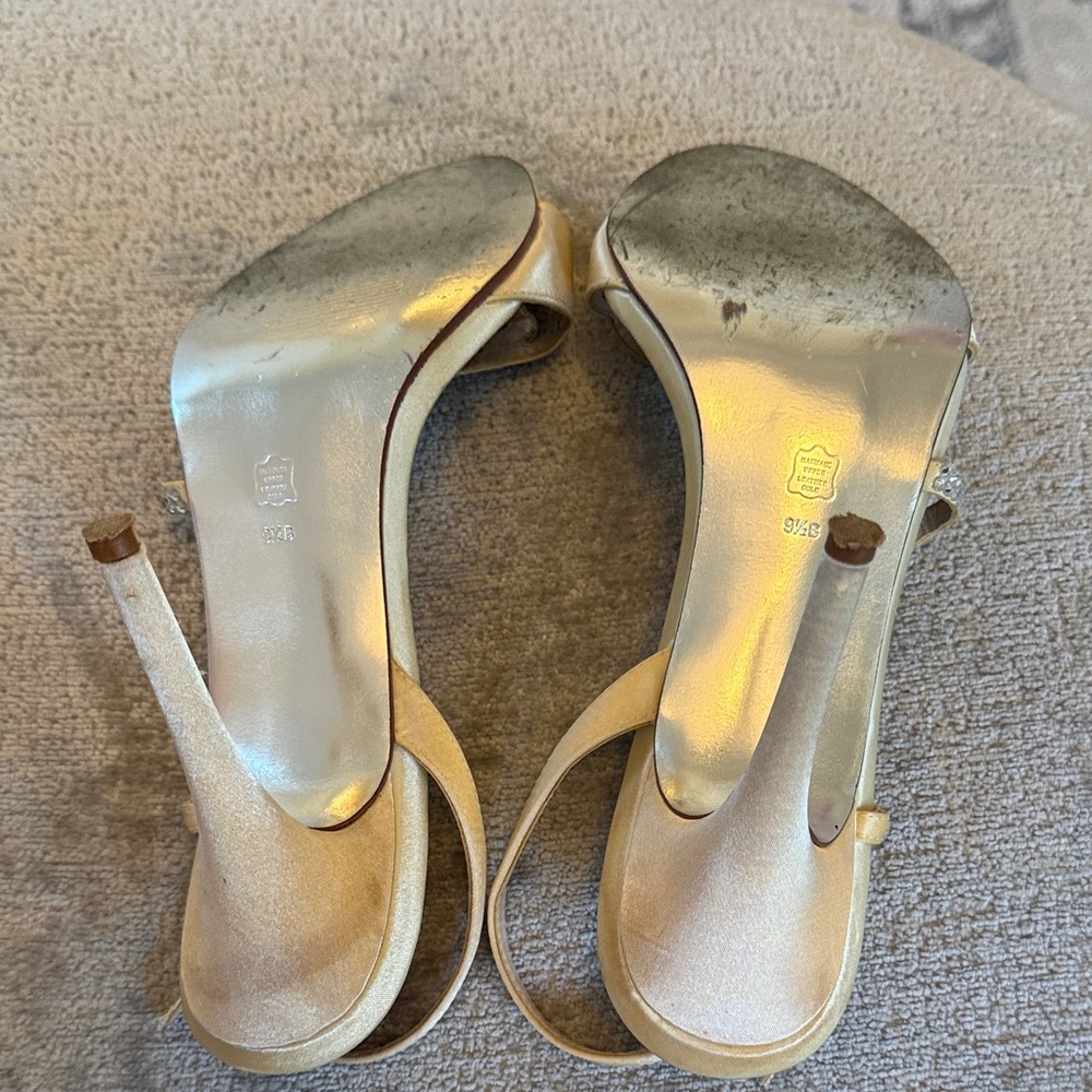 Gold Rhinestone Slingback Heels - Picture 4 of 4